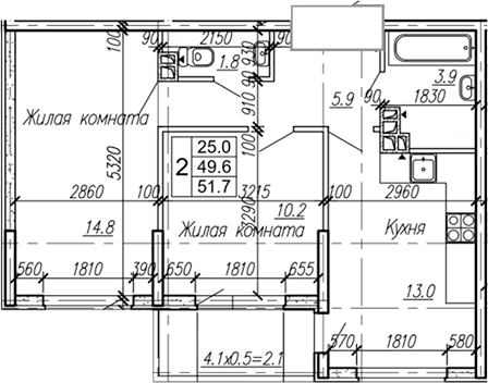 Продается 2-комн. квартира, 49.6 м²