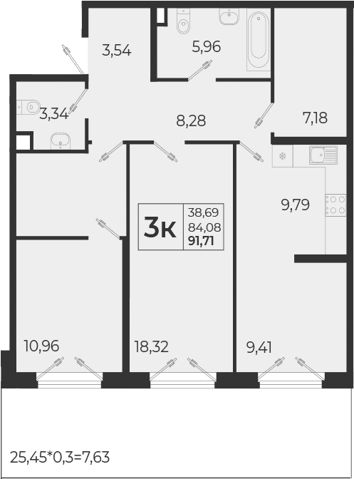 Продается 3-комн. квартира, 84.08 м²