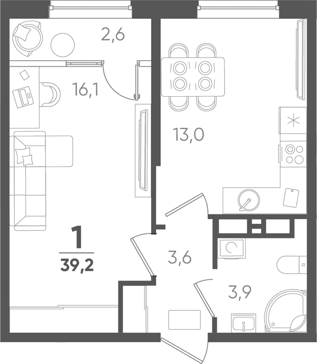 Продается 1-комн. квартира, 36.6 м²