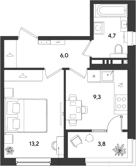 Продается 1-комн. квартира, 33.2 м²