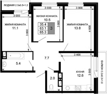 Продается 3-комн. квартира, 63.1 м²