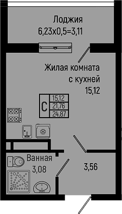 Продается 1-комн. квартира, 21.76 м²