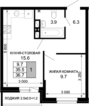 Продается 1-комн. квартира, 35.5 м²