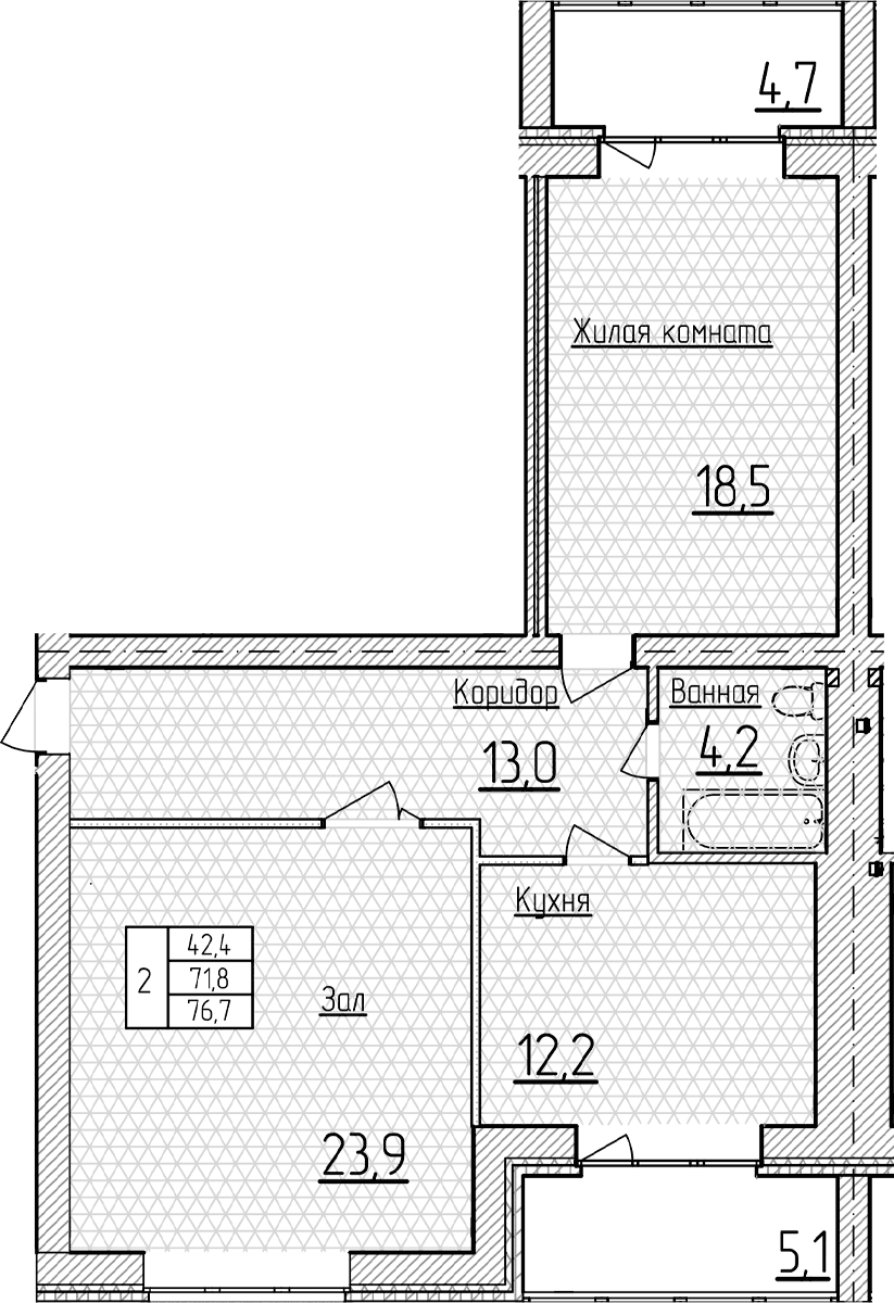 Продается 2-комн. квартира, 71.8 м²