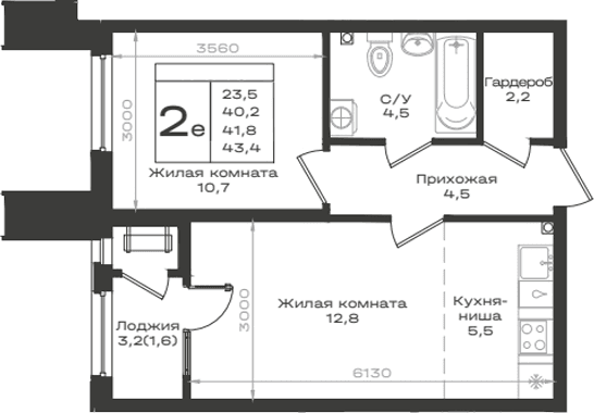 Продается 2-комн. квартира, 40.2 м²