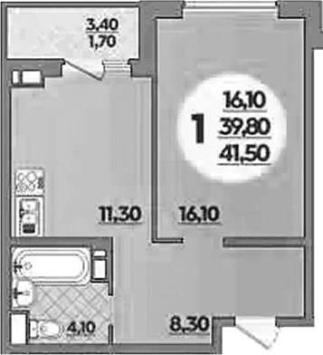Продается 1-комн. квартира, 39.8 м²