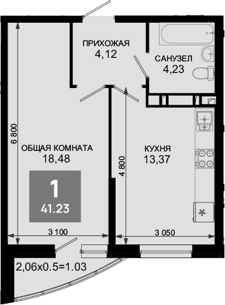 Продается 1-комн. квартира, 40.2 м²
