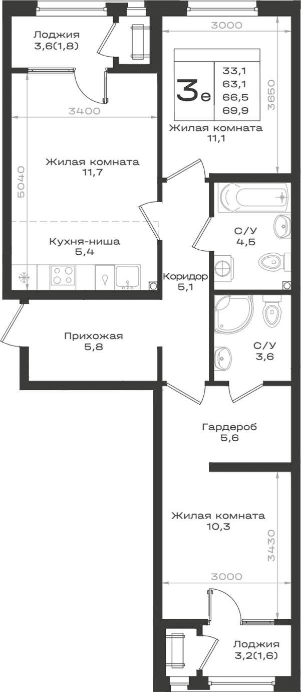 Продается 3-комн. квартира, 63.1 м²