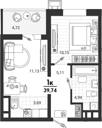 Продается 1-комн. квартира, 35.02 м²