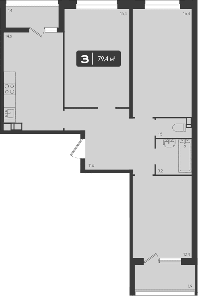 Продается 3-комн. квартира, 76.1 м²