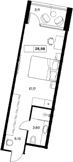 Продается 1-комн. квартира, 25.87 м²