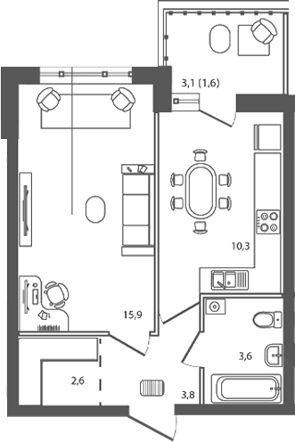 Продается 1-комн. квартира, 36.2 м²