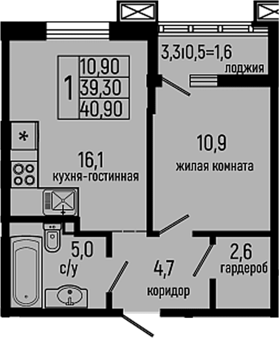 Продается 1-комн. квартира, 39.3 м²