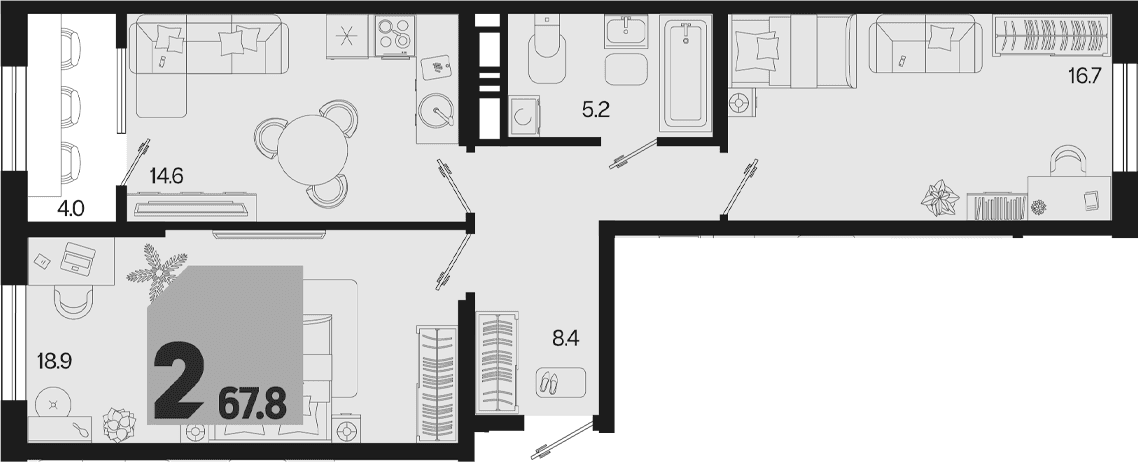 Продается 2-комн. квартира, 63.8 м²