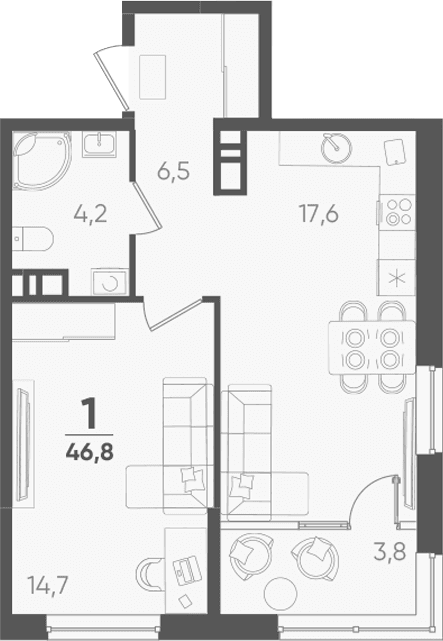 Продается 1-комн. квартира, 43 м²