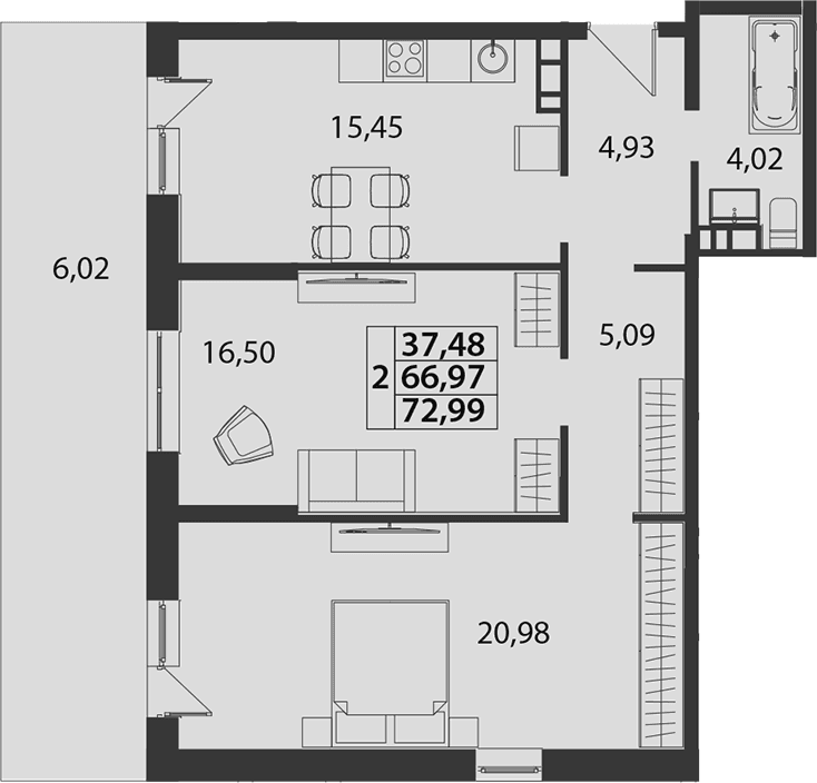 Продается 3-комн. квартира, 66.97 м²