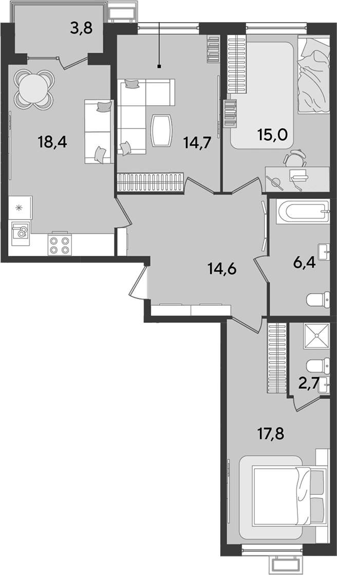 Продается 4-комн. квартира, 89.6 м²