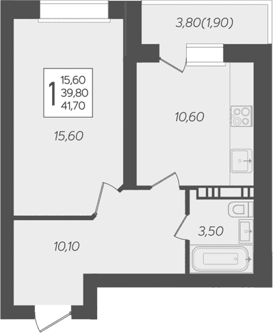 Продается 1-комн. квартира, 39.8 м²