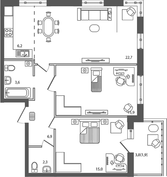 Продается 3-комн. квартира, 72.6 м²