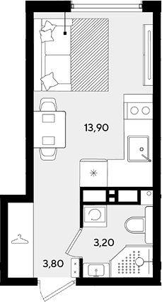 Продается 1-комн. квартира, 20.9 м²
