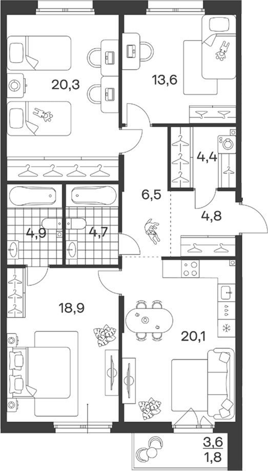 Продается 4-комн. квартира, 98.2 м²