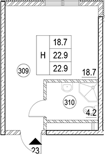 Продается 1-комн. квартира, 22.9 м²