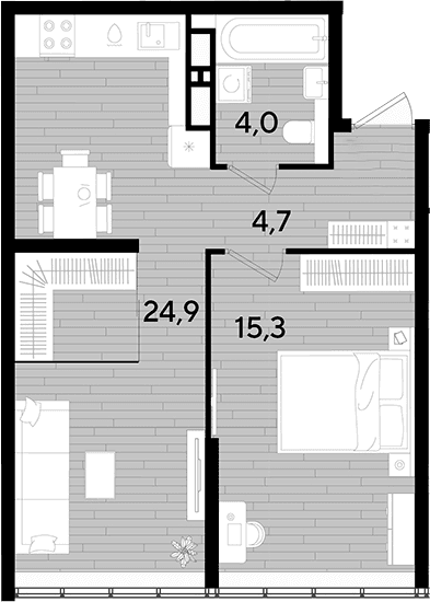 Продается 1-комн. квартира, 47.7 м²