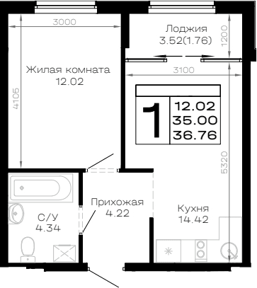 Продается 1-комн. квартира, 35 м²
