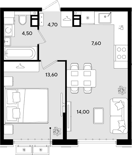 Продается 2-комн. квартира, 44.4 м²