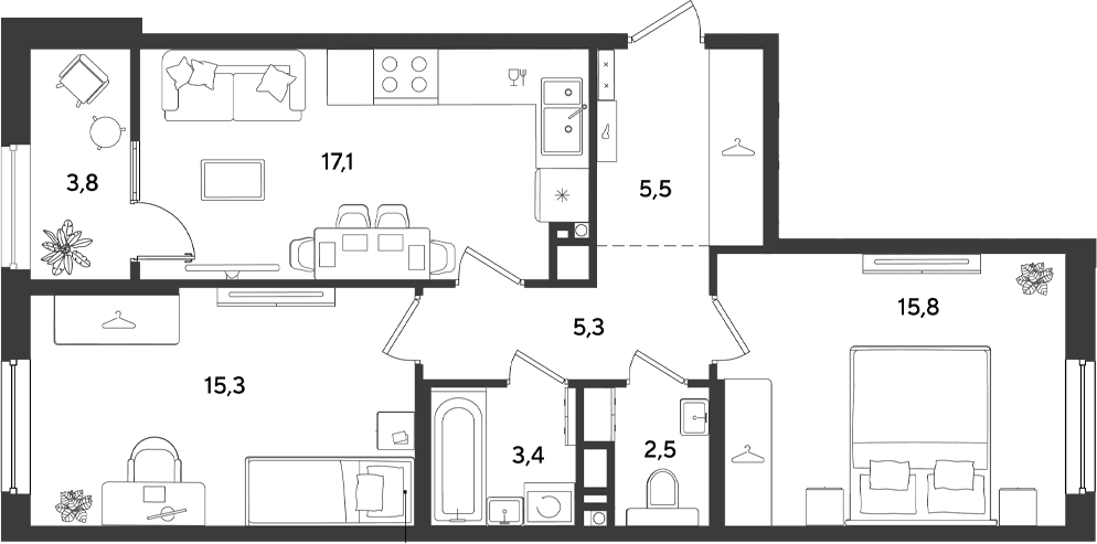 Продается 2-комн. квартира, 64.9 м²