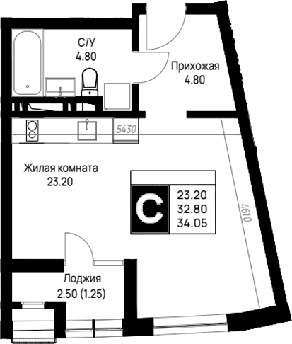 Продается 1-комн. квартира, 32.8 м²