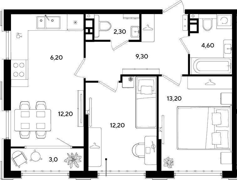 Продается 2-комн. квартира, 60 м²