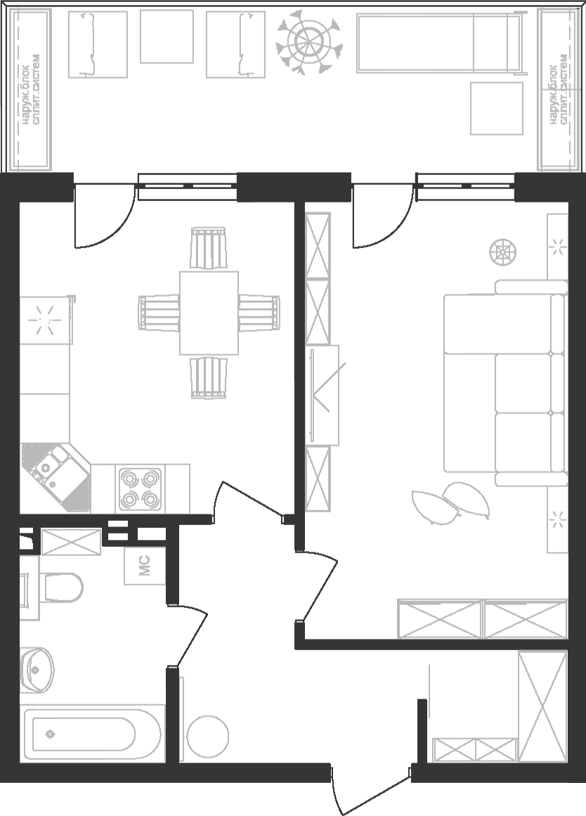 Продается 1-комн. квартира, 43.48 м²