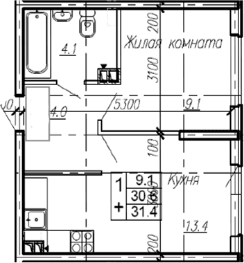 Продается 1-комн. квартира, 30.6 м²