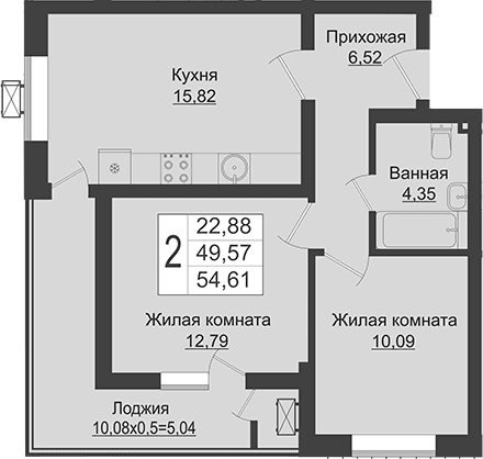 Продается 3-комн. квартира, 49.57 м²