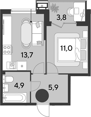 Продается 2-комн. квартира, 35.5 м²