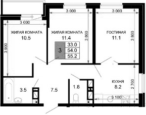 Продается 3-комн. квартира, 54 м²