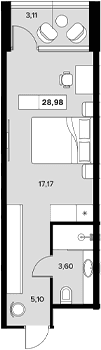 Продается 1-комн. квартира, 25.87 м²