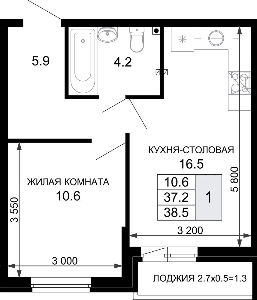 Продается 2-комн. квартира, 37.2 м²