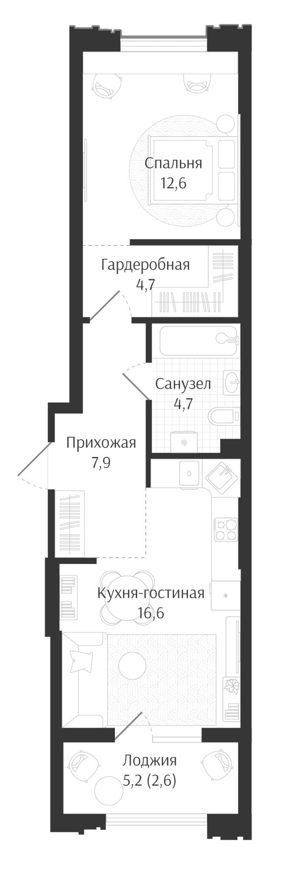 Продается 2-комн. квартира, 46.5 м²