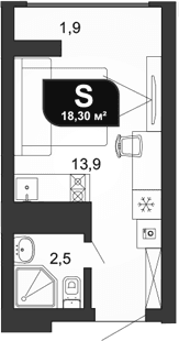 Продается 1-комн. квартира, 16.4 м²