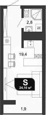 Продается 1-комн. квартира, 22.2 м²