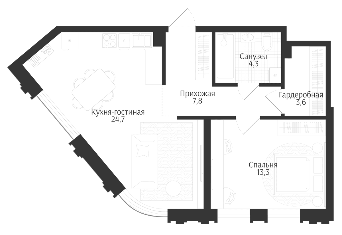 Продается 2-комн. квартира, 53.7 м²