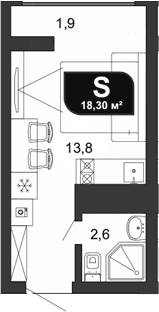 Продается 1-комн. квартира, 16.4 м²