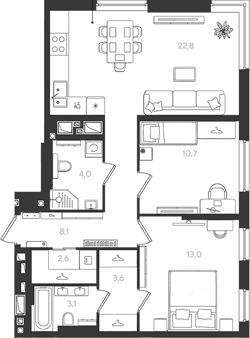 Продается 2-комн. квартира, 67.9 м²