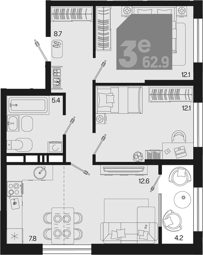 Продается 3-комн. квартира, 58.7 м²