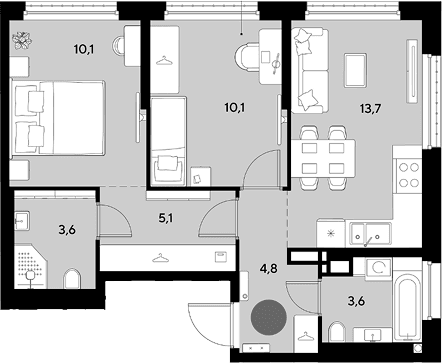 Продается 2-комн. квартира, 51 м²