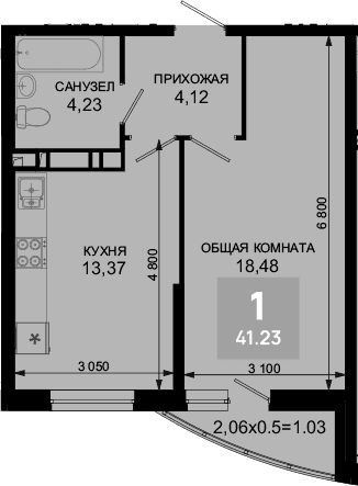Продается 1-комн. квартира, 40.2 м²