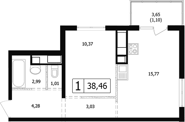 Продается 2-комн. квартира, 37.36 м²