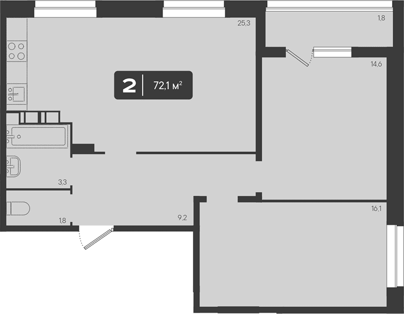 Продается 2-комн. квартира, 70.3 м²